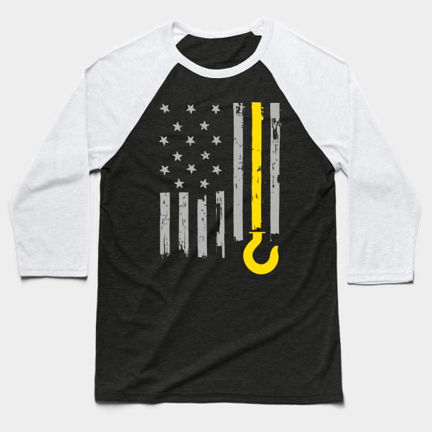 Tow Truck Driver Lives Matter Yellow Line American Flag Baseball T-Shirt by TBA Design